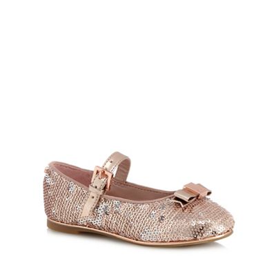 Baker by Ted Baker Girls' pink bow detail flat shoes